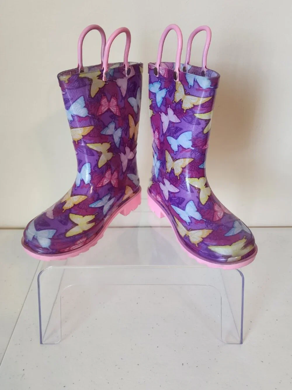 Kids Butterfly Rain Boots | Purple Pink | Size 10